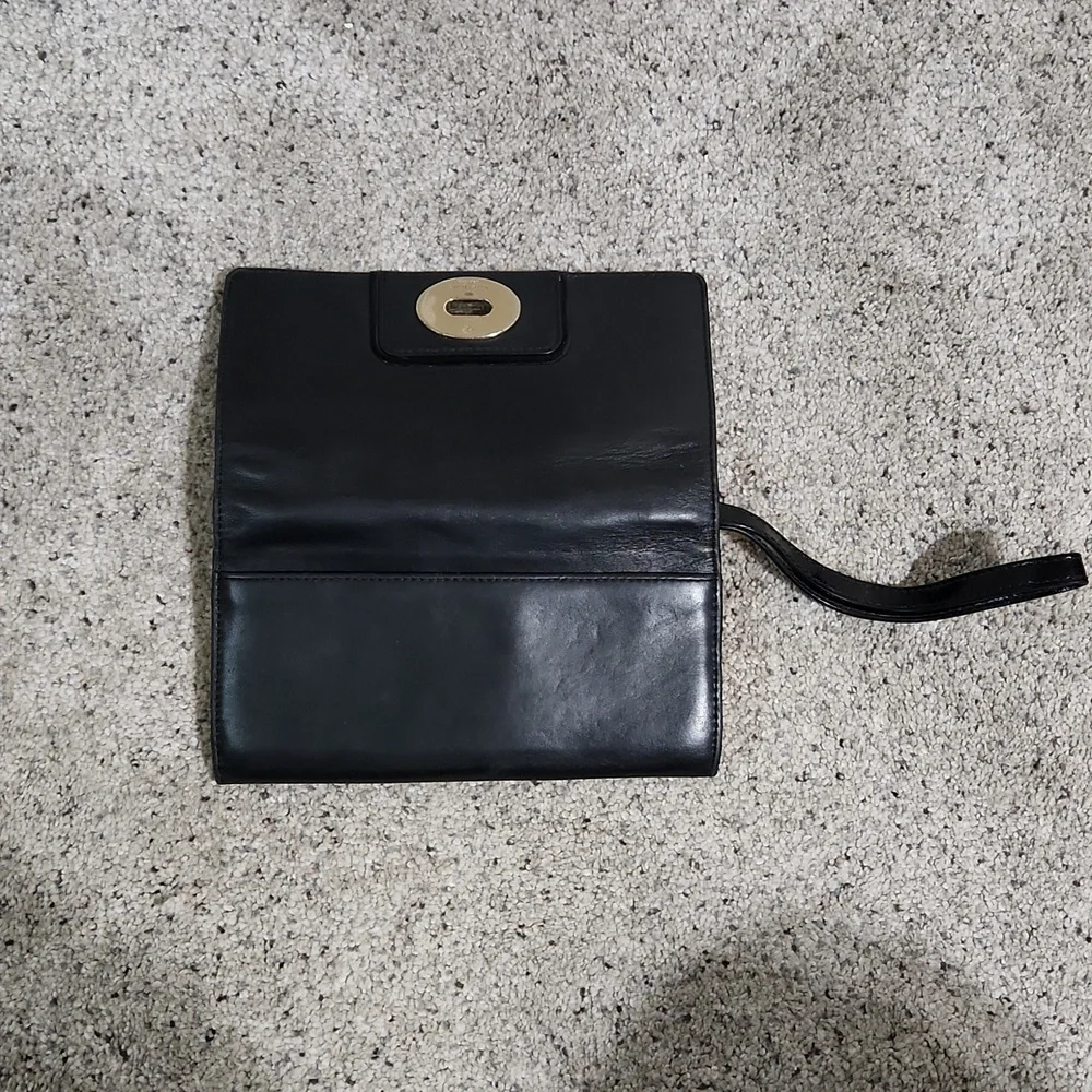 Kate Spade Turnlock Mara Hampton Road Black Leather Clutch Wallet